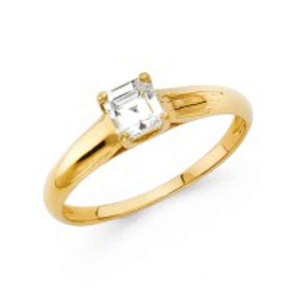 14K Yellow Gold CZ Engagement Ring - Picture 1 of 2